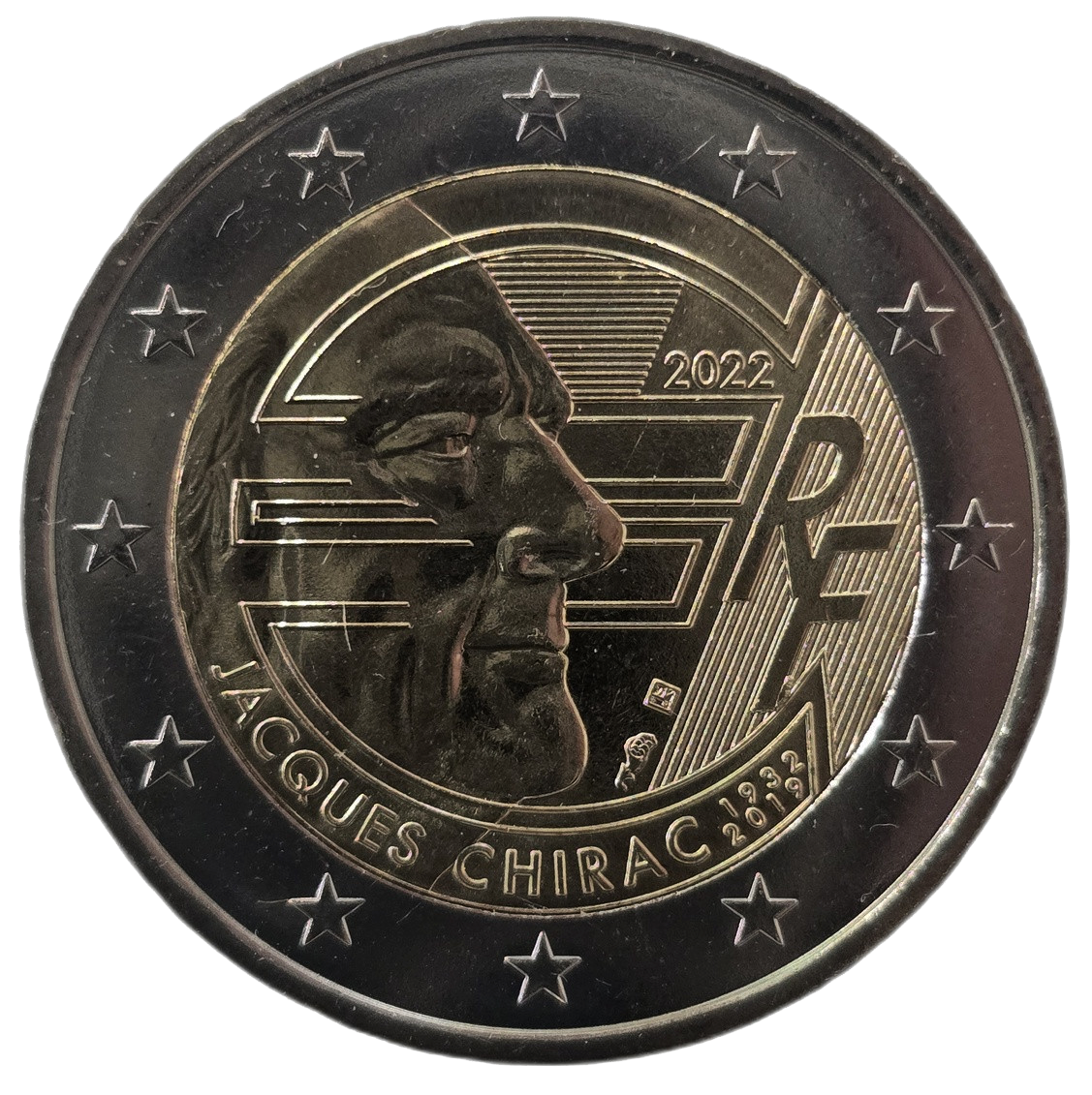 2 euros conmemorativa Jacques Chirac